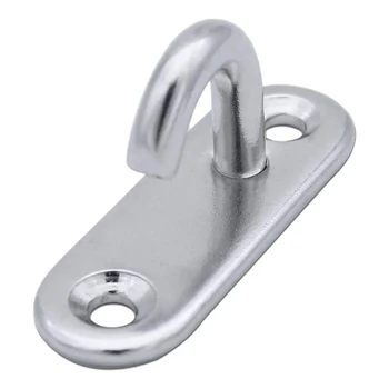 

6 Pack Stainless Steel Ceiling Hooks M5 Oval Open Hooks Pad Eye Plate Anchor Screw Wall Mount Hook for Plant Basket