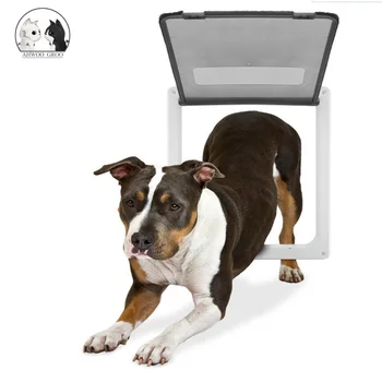 

Pet dog Door 4 Way Lockable Dog Cat Kitten Door Security Flap Door ABS Plastic S/M/L Animal Small Pet Cat Gate Door Pet Supplies