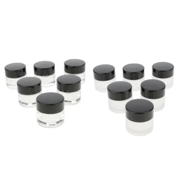 

6pcs 10g Clear Empty Glass Jar with Lid Makeup Powder Container Travel Bottles for Home Trip Outdoot Airplane
