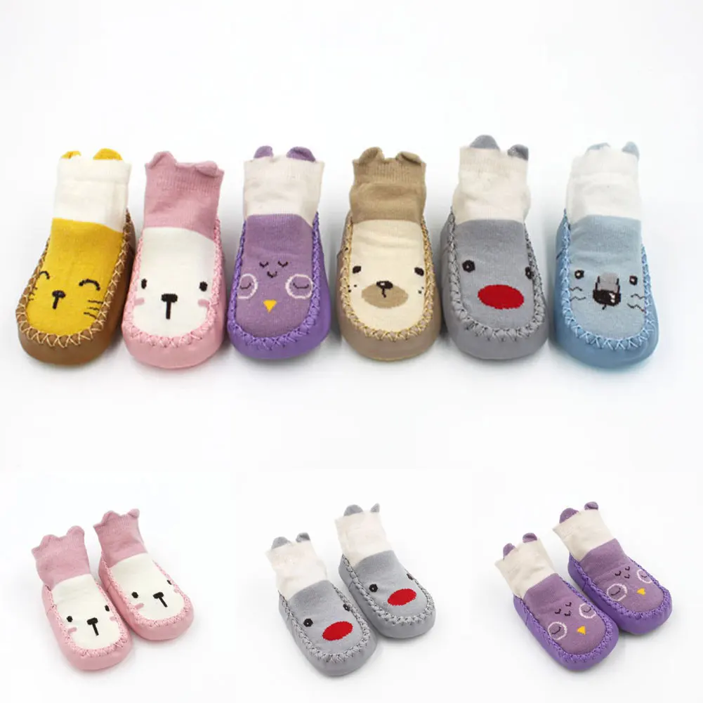 Kids Baby Newborn Cartoon Socks Anti-slip Shoes Floor Sock Boots Slipper Socks