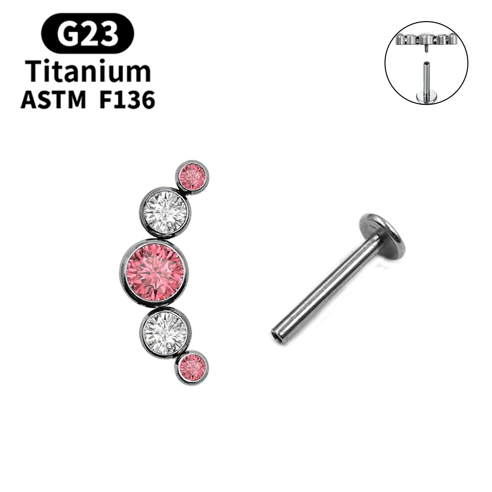 2021 Cute Colorful Opal Earrings G23 F136 Titanium Earrings Lip Piercing Labret Spiral Cartilage Earrings for Girls Holiday Gift 