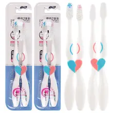 Прочная практичная очистка полости рта тонкие щетинки Мягкая зубная щетка для дома PP нейлон 2 x Чистка, мягкая, нескользящая