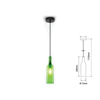 

V-TAC SV3767 chandelier Led pendant shape glass bottle green color attack E14 for restaurant Sushi Bar SKU-3767