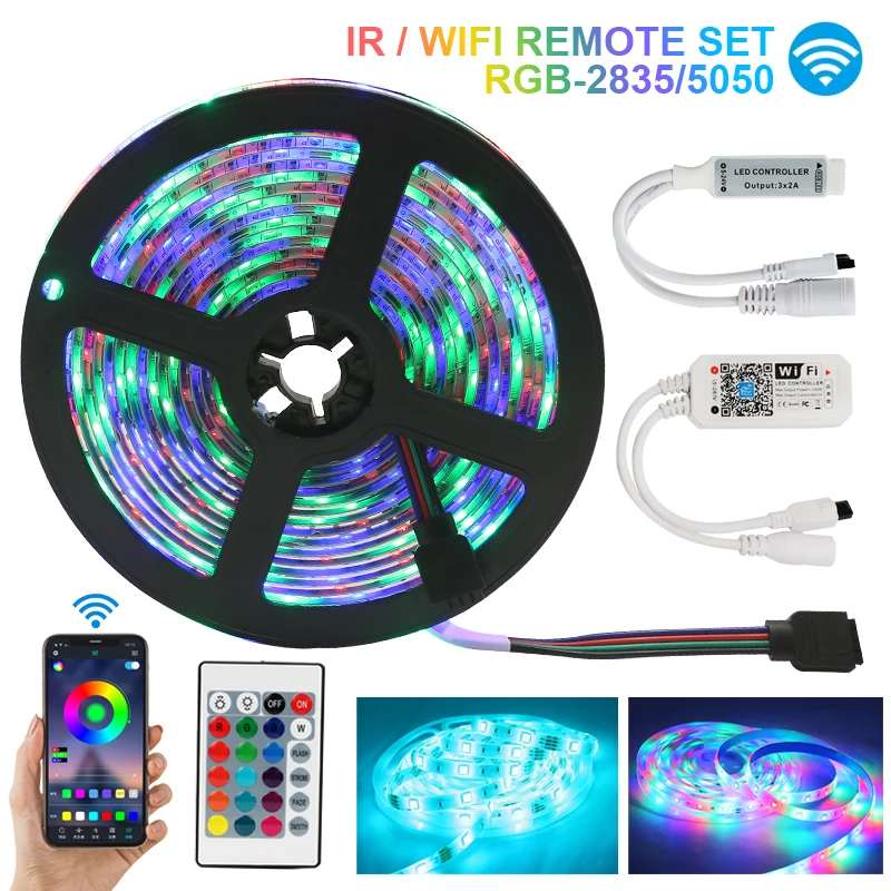 

RGB LED Strip Led Light Tape 5050 SMD 2835 5M 10M DC 12V Waterproof RGB LED lamp diode Ribbon Flexible Controller+Adapter EU.