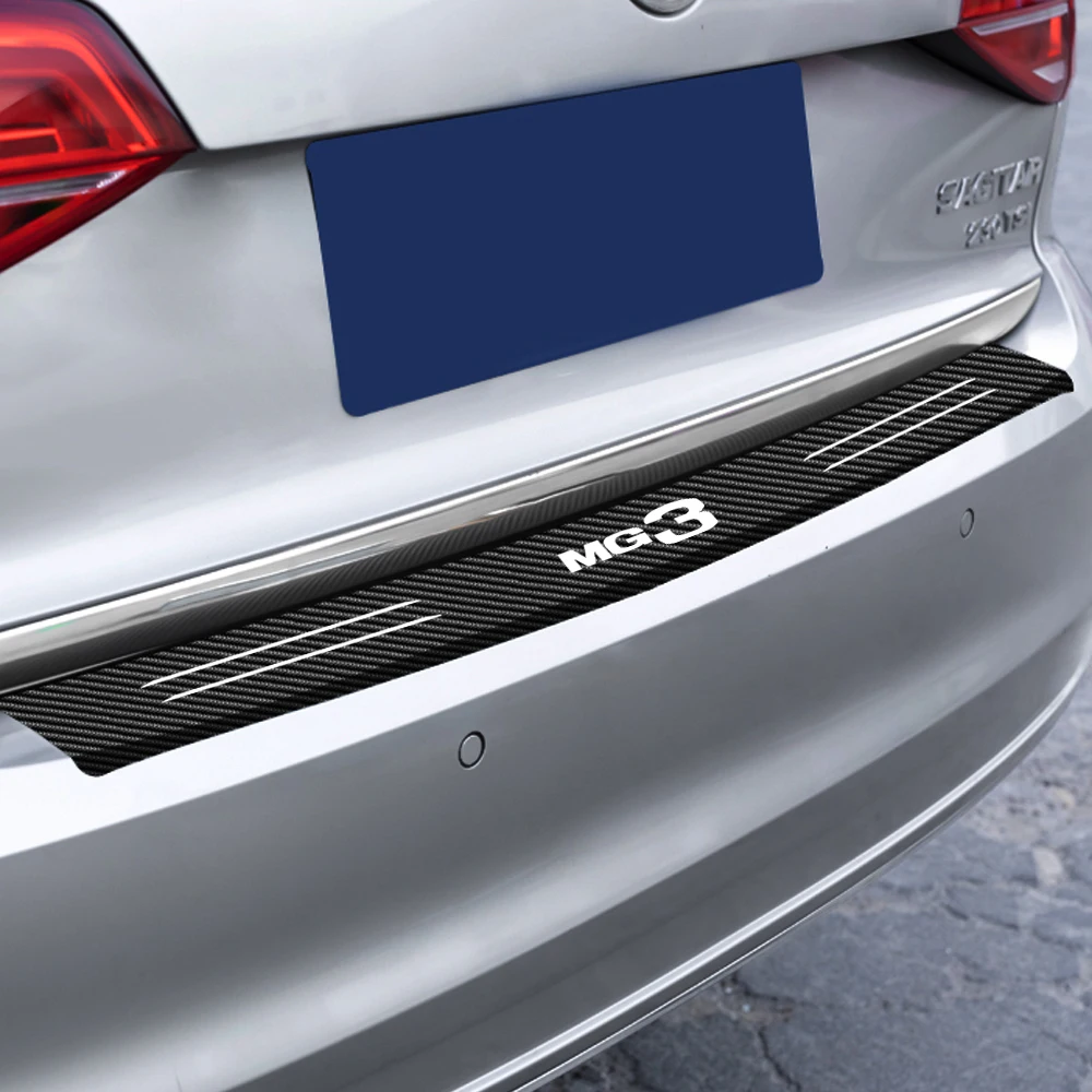 Carbon Fiber Car Tail Trunk Scuff Guard Protector Sticker Rear Bumper Load Edge Protection Decal for MG MG3 Emblem Accessories