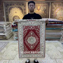 YILONG 2x3' ручной работы персидский шелковый ковер ручной работы красный ковер(HF082B