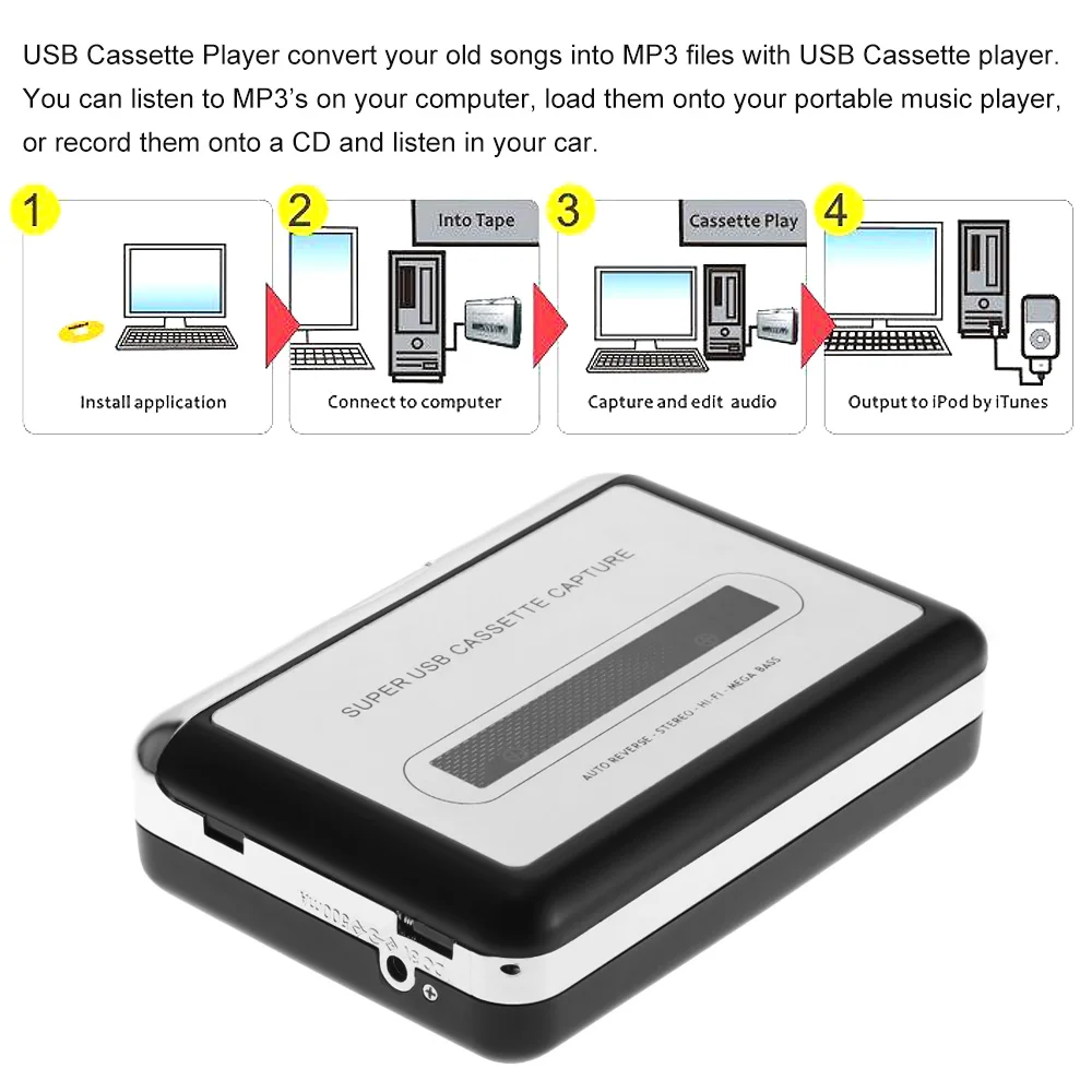 Ezcap в компьютер стерео HiFi качество звука мега бас аудио музыкальный плеер USB
