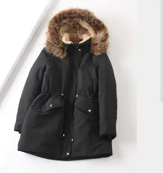 

2019 New Winter Coat women Thicken Cotton lining Warm Jacket fashion Double Breasted With ZIpper Down Parkas Black Armygreen