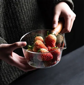 

400ml 600ml Glass Cooking Soup Milk Pot Pan High Heat-resistant Transparent Soup Pots Solid Wood Handle Pans Kitchen Gadget