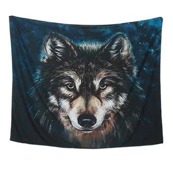 

Realistic Wolf Printed Wall Hanging Tapestry with Romantic Pictures Art Nature Home Decorations for Living Room Bedroom Dorm Dec