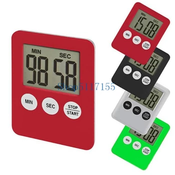 Price DHL 500pcs 5 Colors LCD Digital Screen Kitchen Timer Square Cooking Count Up Countdown Alarm Magnet Clock