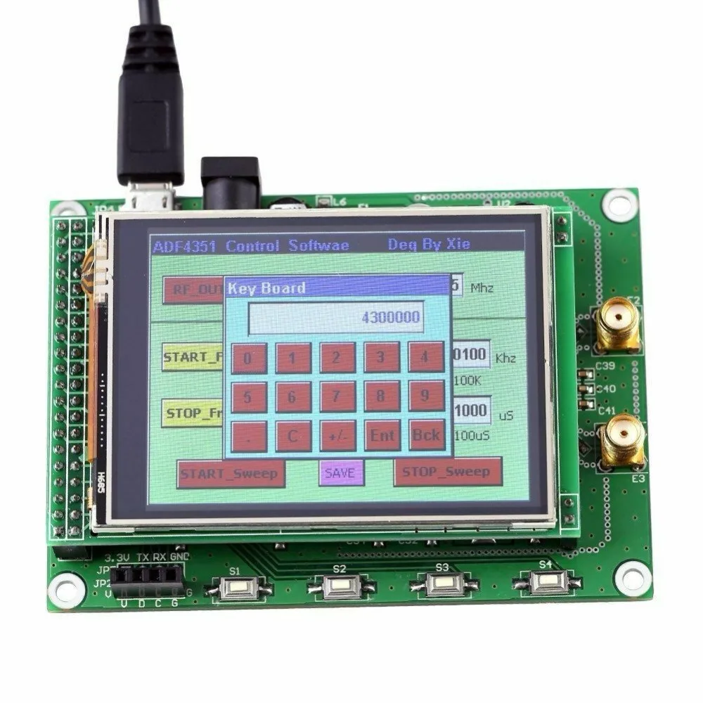 Последняя версия ADF4351 RF источник сигнала развертки плата генератора 35 M-4,4G+ STM32 TFT сенсорный ЖК-дисплей