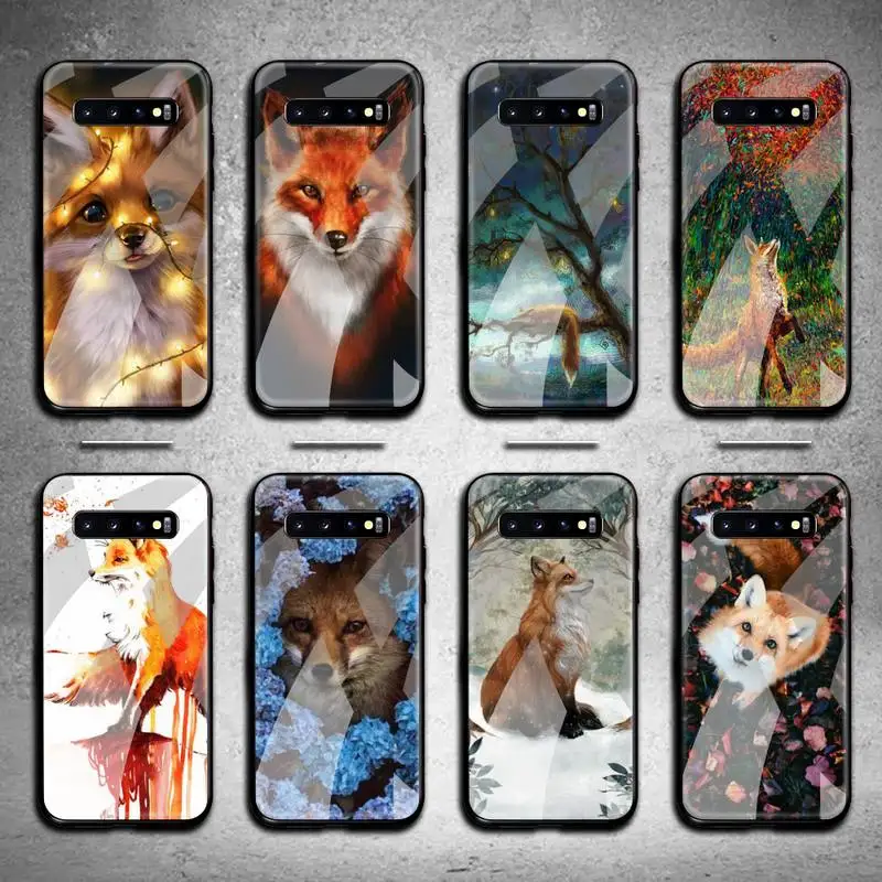

Cute Fox In Autumn leaves forest Phone Case Tempered Glass For Samsung S20 Plus S7 S8 S9 S10 Plus Note 8 9 10 Plus
