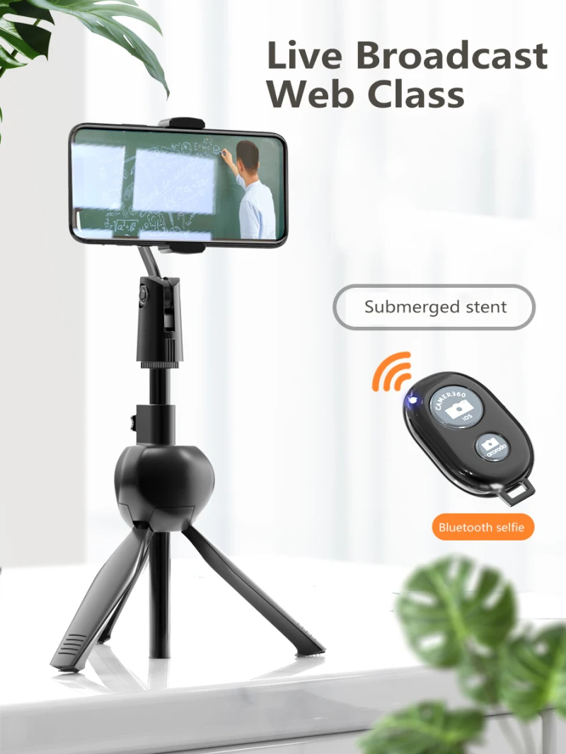 

3 In 1 Wireless Bluetooth Selfie Stick For Iphone/Android/Huawei Foldable Handheld Monopod Shutter Remote Extendable Mini Tripod