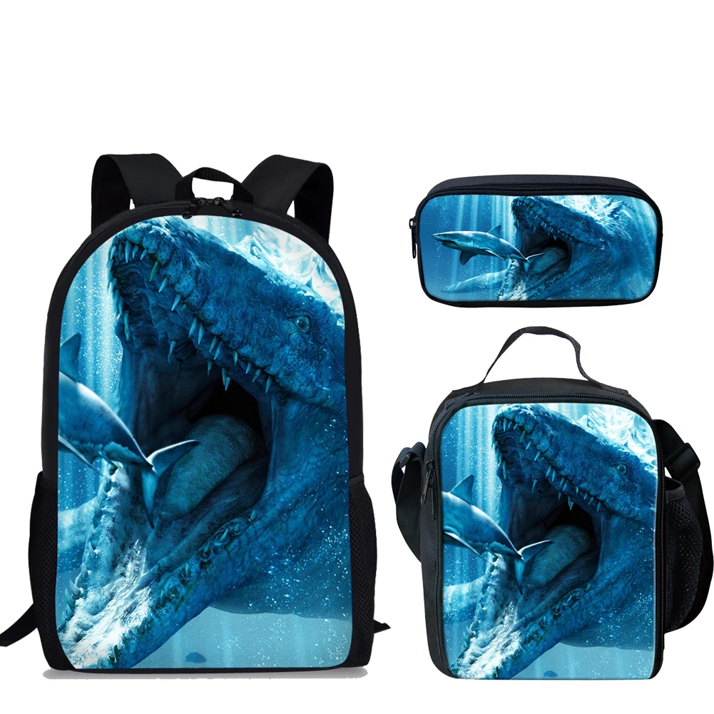 As Picture ThiKin Cool Mosasaurus динозавр 3D школьная сумка набор для подростков мальчиков детей ежедневно 3 шт. книга сумки студентов Mochilas - Цвет: As Picture