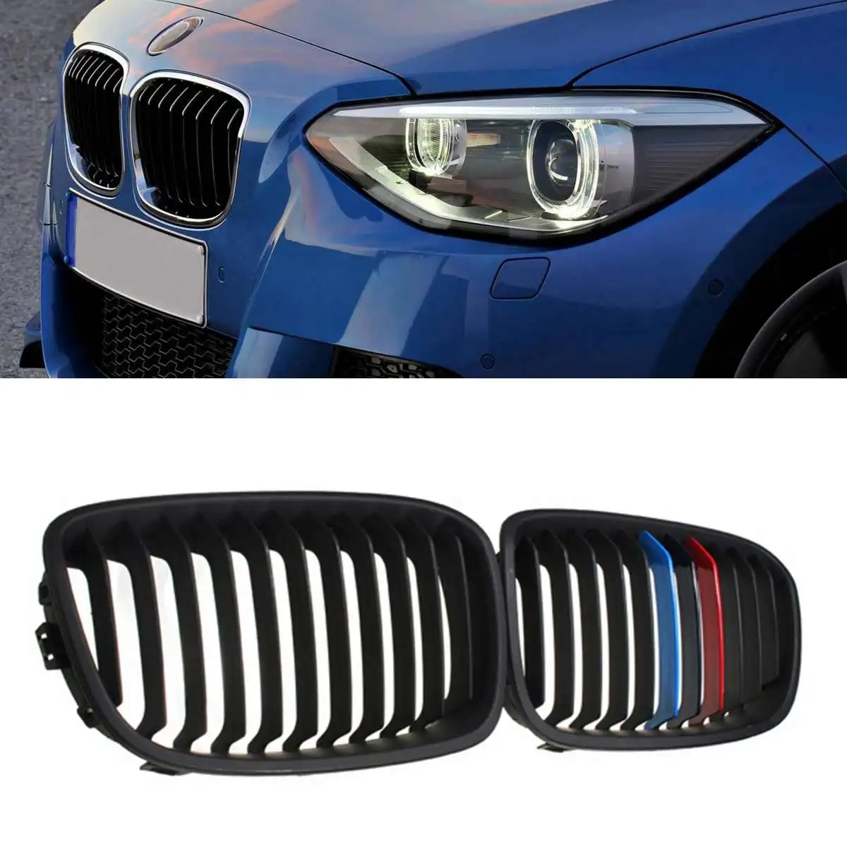 ABS пара глянцевая матовая Черная Широкая Передняя решетка для почек BMW F20 F21 2011 2013
