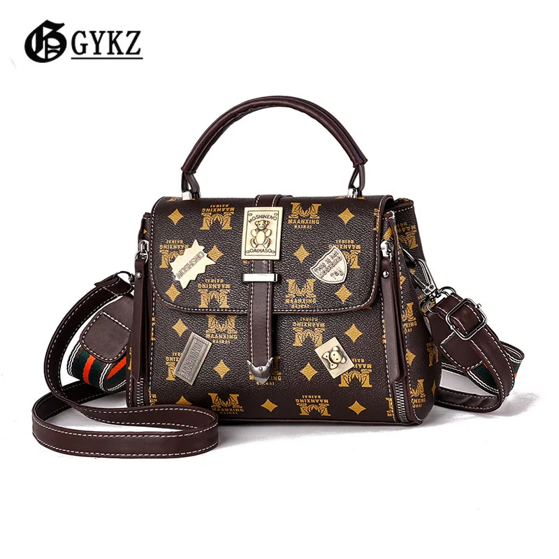 

Printing Cover Shoulder Crossbody Bag Luxury Brown Handbags Women Bags Designer PU Leather Fashion Flap 2020 New High Quality