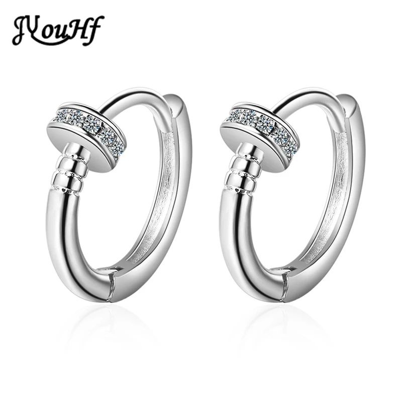 

JYouHF 2020 New Arrival 925 Sterling Silver Round Hoop Earrings for Women Silver Gold Color Cubic Zircon Earring Fashion Jewelry