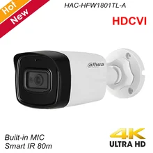 Dahua Lite Plus серия 4K HDCVI камера IR Bullet камера Встроенный микрофон IR 80 м IP67 камера безопасности HAC-HFW1801TL-A