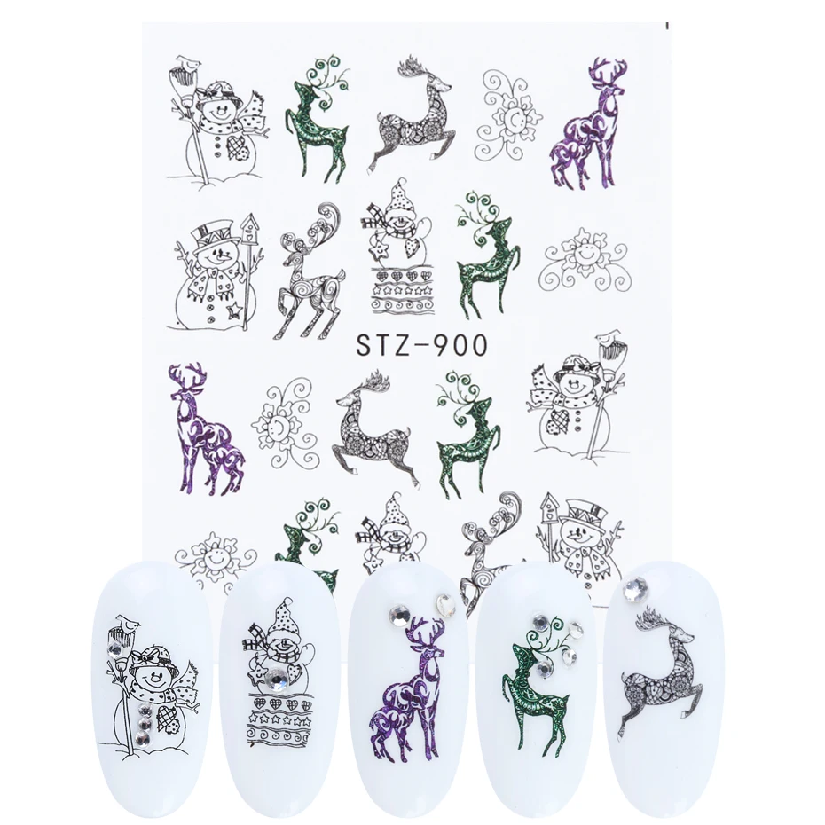 1 шт рождественские наклейки для дизайна ногтей Зимняя Снежинка переводная наклейка Слайдеры для украшения ногтей Маникюрные CHSTZ892-905