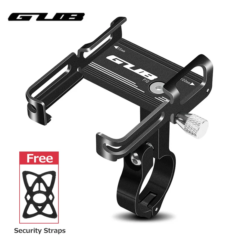 GUB P10 P20 алюминиевый держатель для телефона на велосипед для 3," до 7,5", подставка для телефона на велосипед, крепление для скутера, крепление на руль - Цвет: P10 Black