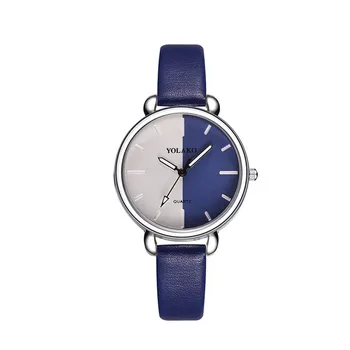 

YOLAKO Double Color Women Watches Simple Ladies Watch Candy Color Leather Belt Quartz Wristwatch relogio feminino reloj mujer