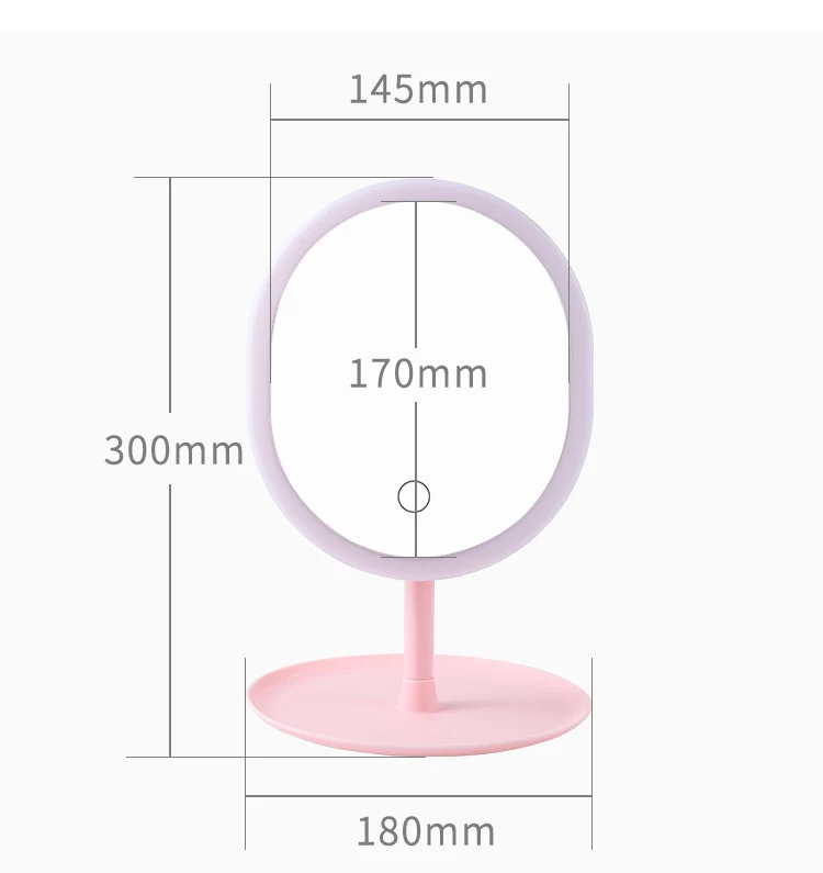 Портативный светодиодный освещенные круговой компактное зеркальце для макияжа Путешествия зондирования освещения косметическое зеркало Беспроводной зарядка через usb панель регулировки яркости подсветки