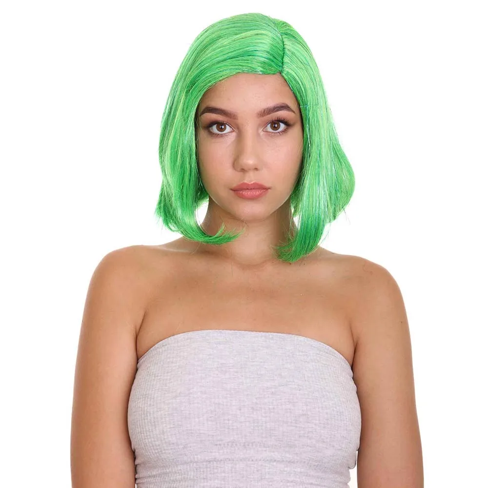 

HPO Synthetic Green Lady Disgust Short Cosplay Bob Wigs with Bangs Fancy Dress Costume Masquerade Anime Halloween Party Wigs