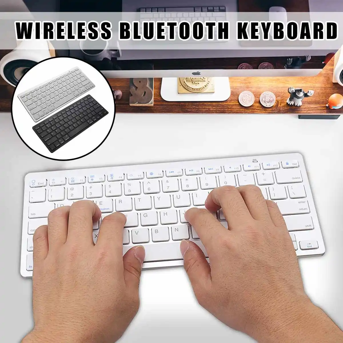

LEORY Ultra-slim Wireless Keyboard bluetooth 3.0 For iPad for iPhone Series for MacBook for Samsung Phone PC Computer Tablet