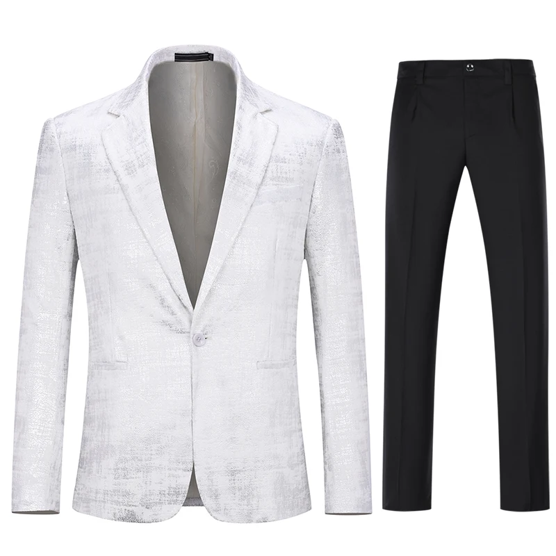 New Men 2 Pcs 3D Print Blue Suits One Button Slim Fit Casual Men Suits Wedding Party Suits For Men Host Dress XS-4XL New Men 2 Pcs 3D Print Blue Suits One Button Slim Fit Casual Men Suits Wedding Party Suits For Men Host Dress XS-4XL