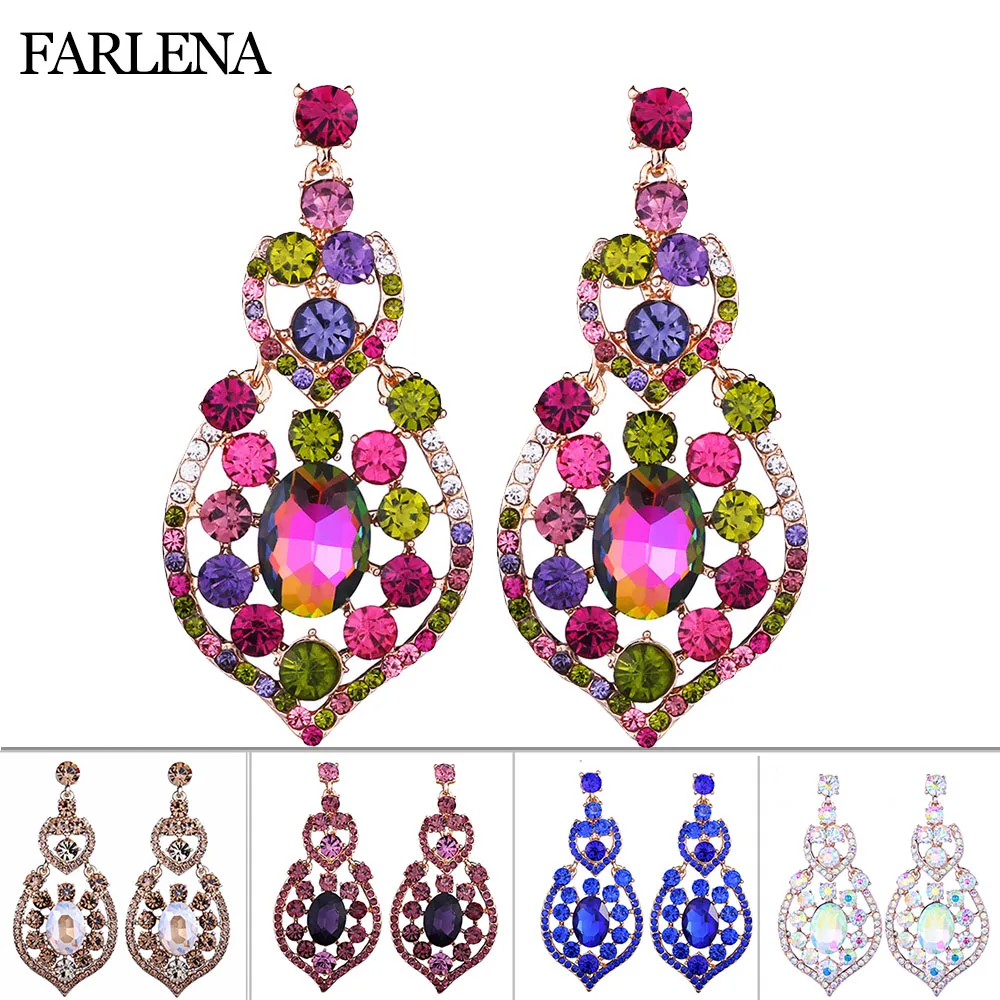 Ювелирные изделия FARLENA Разноцветные серьги подвески Стразы модные свадебные