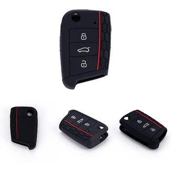 

Car 3 Button Silicone Key Case Fob Remote Cover For Golf Skoda Kodiaq SEAT Leon