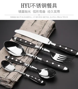 

Black Reusable Christmas Cutlery Sets Stainless Steel Western Food Tableware Sets Black Spoon and Fork Silverware Set II50DCS