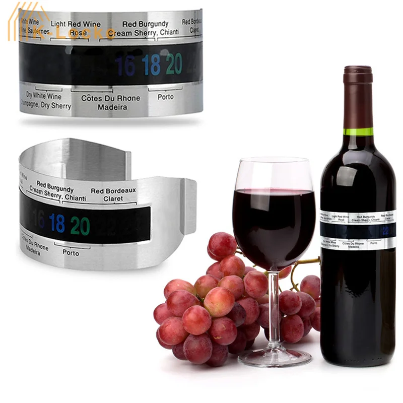 

LCD Stainless Steel Wine Thermometer Creative Wine Wine Bracelet Thermometer Sensor Bar Champagne Beer Red Wine Beverage Tool