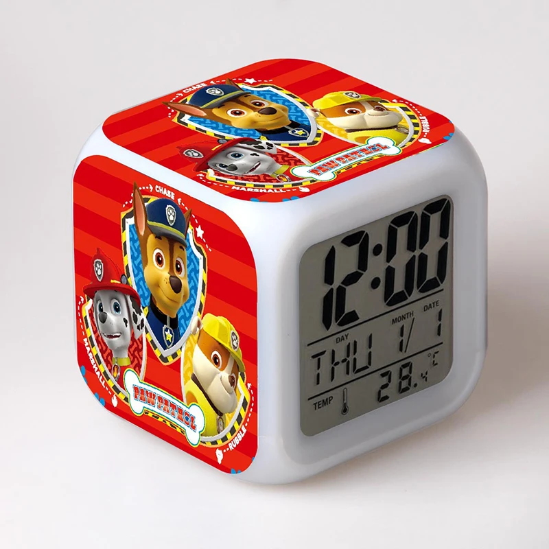 Paw Patrol Аниме Фигурка модель светодиодный Будильник Patrulla Paw patrol красочный флэш сенсорный светильник Мультяшные Фигурки игрушки Рождество