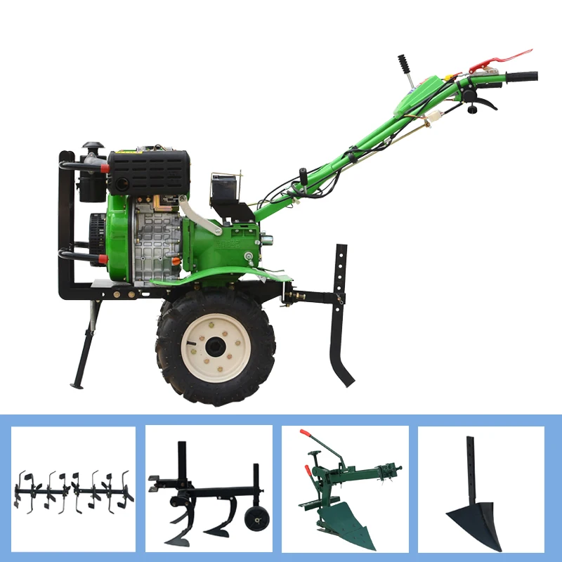 

180 Diesel electric start Micro tiller diesel multi-function rotary tiller paddy field dry land ditching loose soil machine