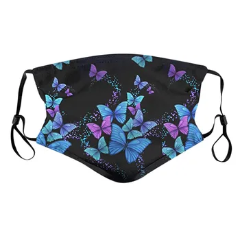 

1PC Woman Face Mask With Filter butterfly Dustproof Windproof Foggy Haze Anti-spitting Protective Reuseable Face Mask Mouth Caps