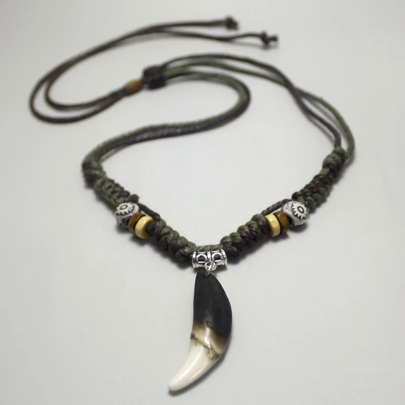Man Choker Wolf Tooth Necklace Real Teeth Pendant Fang Tooth Necklace