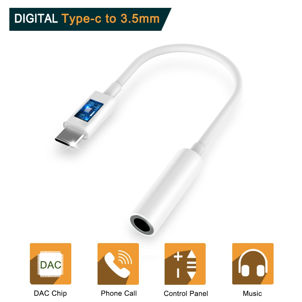  USB C per Aux Stereo da 3.5mm Auricolare Adattatore Audio Digitale Martinetti 24BIT HD Tipo-C Cavo 