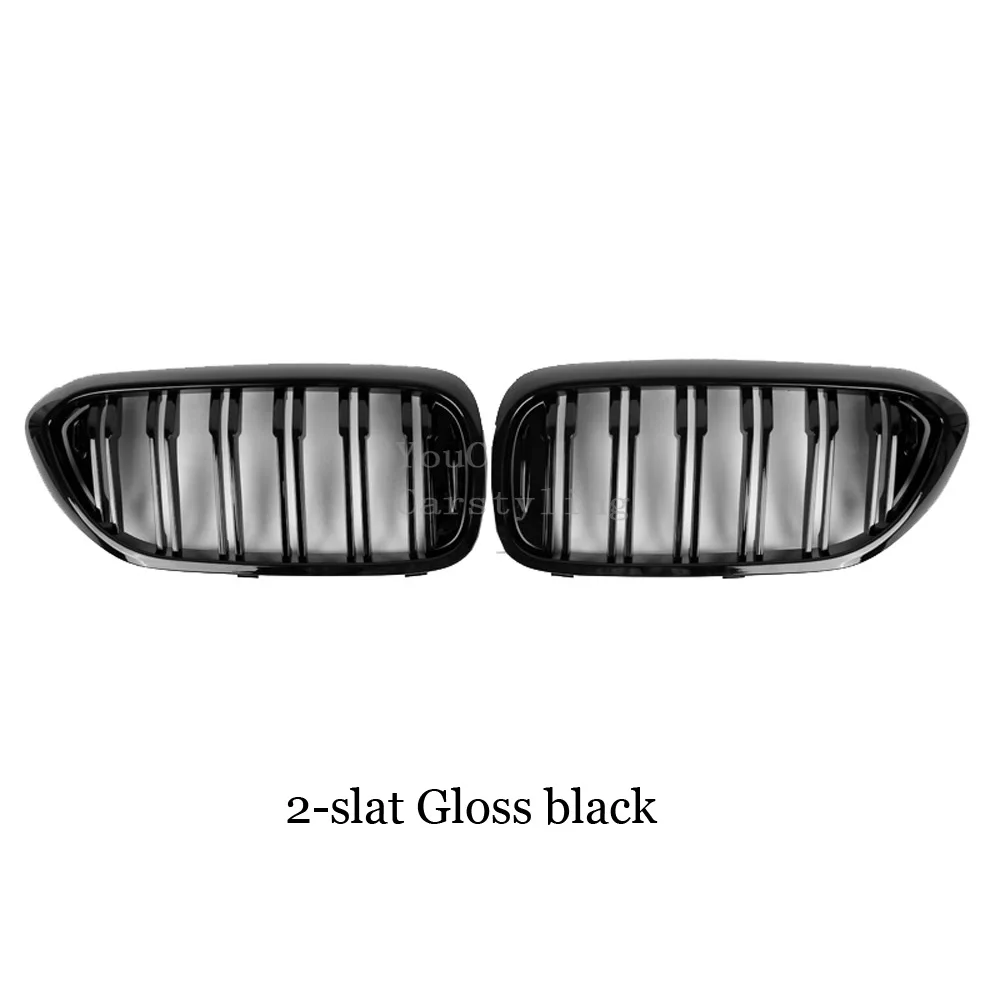 ABS углеродного волокна 1-slat/2-Slat передняя решетка бампера сетка для BMW 5 серии G30 G31 F90 M5+ 520i 530i 540i M550i - Цвет: 2-slat Gloss black