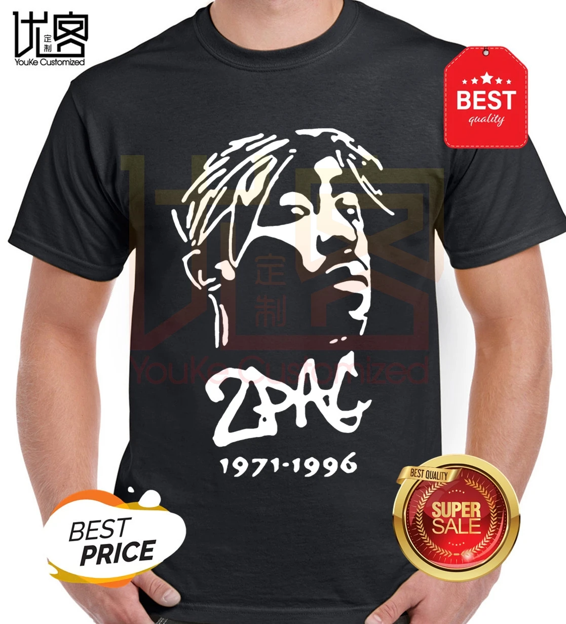 2Pac футболка хип-хоп Футболка мужская женская хлопковая Летняя одежда Топ с