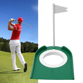 

Portable Golf Putting Cup Mat Green Practice Putting Hole Training Aids with Adjustable Hole White Flag for Indoor Outdoor Tool