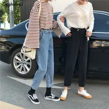 Джинсы женские высококачественные свободные карманы брюк длиной до щиколотки женские пары большие размеры 5XL прямые студенческие шикарные