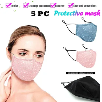 

Mascarilla 5pc Washable Reusable Mouth Mask Pm2.5 Windproof Foggy Haze Pollution Respirato Mouth Caps Washable