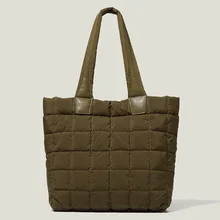 

Thread Casual Large Quilted Padded Shoulder Tote Bag for Women Designer Nylon Down Cotton Crossbody Bags Big 2022 Winter Handbag