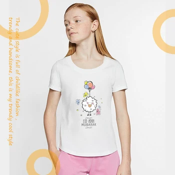 

Baby clothing summer O-Neck tshirts cotton Eid Adha Mubarak little boys and girls outfits hot summer vacation white clothes 2020