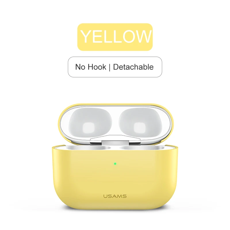 Yellow Earphone Case For Apple AirPods pro liquid Silicone Cover USAMS Wireless Bluetooth Headphone Ultra-thin Air Pods pro Protective - Цвет: Yellow