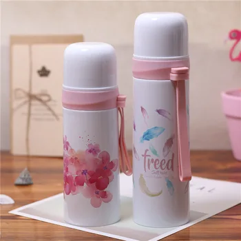 

Korean Pink Flamingo 304 Stainless Steel Thermos Bullet-proof Double Layer Vacuum Flask Portable Outdoor Warm Hand Cup Best Gift