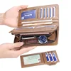 New Men Long Fashion Wallets Desigh Zipper Card Holder Leather Purse Solid Coin Pocket High Quality Male Purse 5
