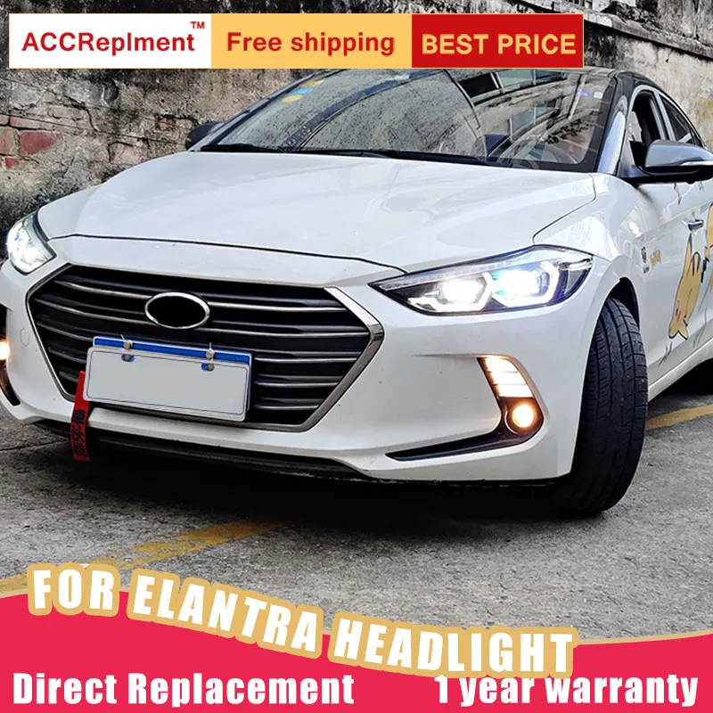 2 шт. светодиодный фары для hyundai Elantra- светодиодный автомобильный фонарь ангельские глазки полный светодиодный противотуманный фонарь светодиодный дневные ходовые огни